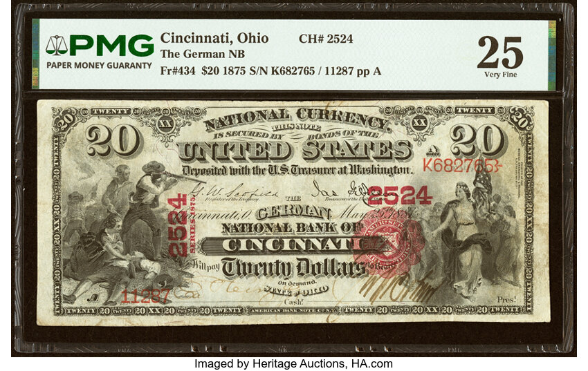 1875 $20  1st Charter Period, Scalloped Seal (Fr. 434) thumbnail 2