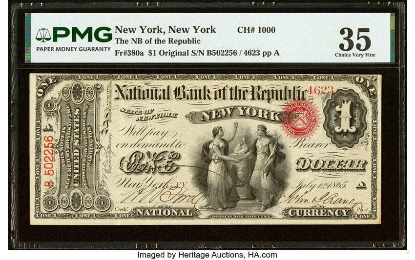Original $1  1st Charter Period, Seal With Rays (Fr. 380a) thumbnail 6