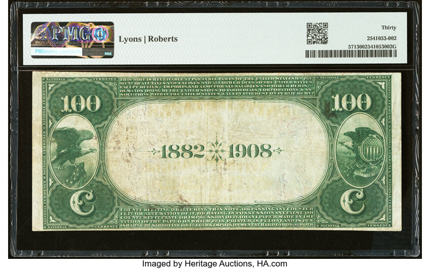 1882 $100  2nd Charter Period, 2nd Issue, Date Back (Fr. 571) thumbnail 6
