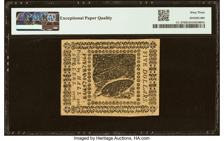 Feb 17, 1776 $5  Continental Congress (Fr. CC27) thumbnail 4