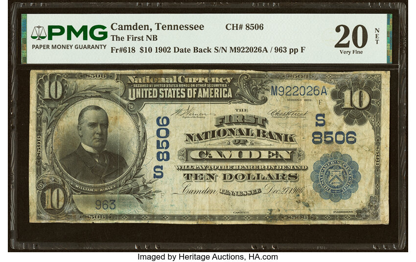1902 $10  3rd Charter Period, 2nd Issue, Date Back (Fr. 618) thumbnail 7