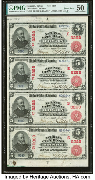 1902 $5  3rd Charter Period, 1st Issue, Red Seal (Fr. 589) thumbnail 4