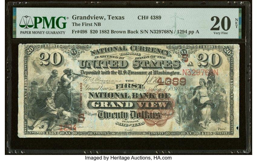 1882 $20  2nd Charter Period, 1st Issue, Brown Back (Fr. 498) thumbnail 6
