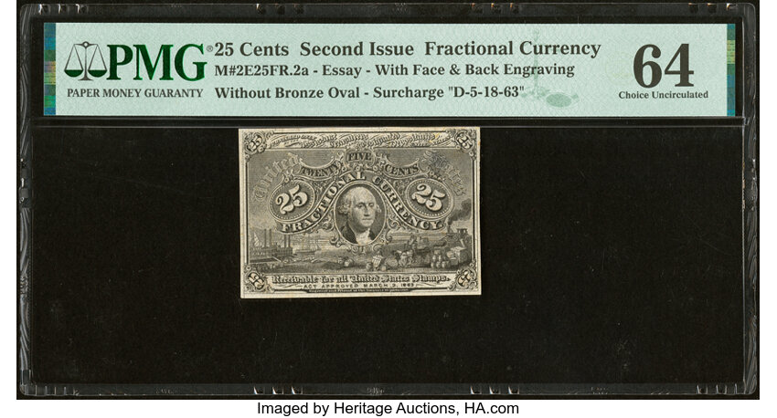  25c Head of George Washington in Bronze Oval Frame (Fr. 1290) thumbnail 3