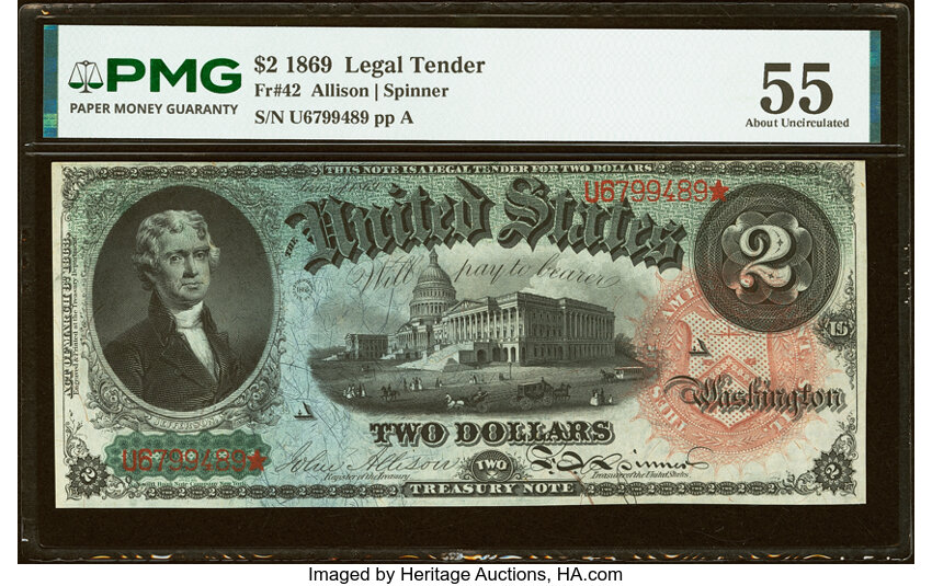 1869 $2  (Fr. 42) thumbnail 5