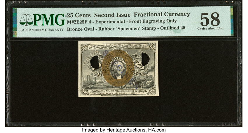  25c Head of George Washington in Bronze Oval Frame (Fr. 1283) thumbnail 8