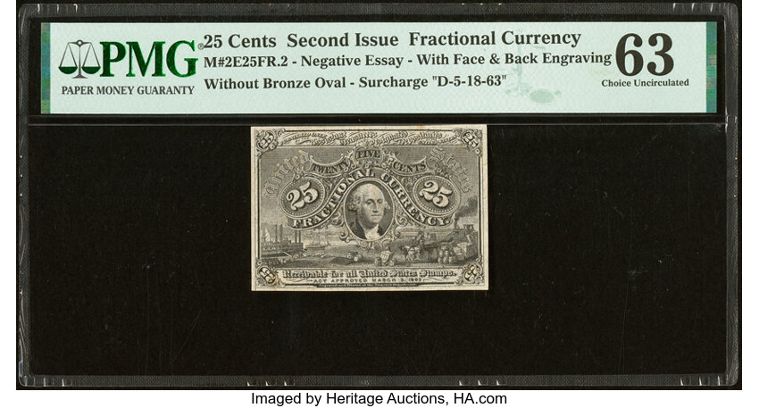  25c Head of George Washington in Bronze Oval Frame (Fr. 1290) thumbnail 2
