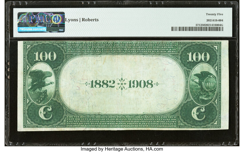 1882 $100  2nd Charter Period, 2nd Issue, Date Back (Fr. 571) thumbnail 8