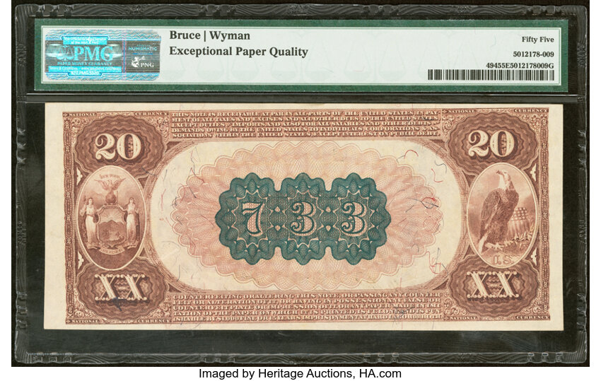 1882 $20  2nd Charter Period, 1st Issue, Brown Back (Fr. 494) thumbnail 16