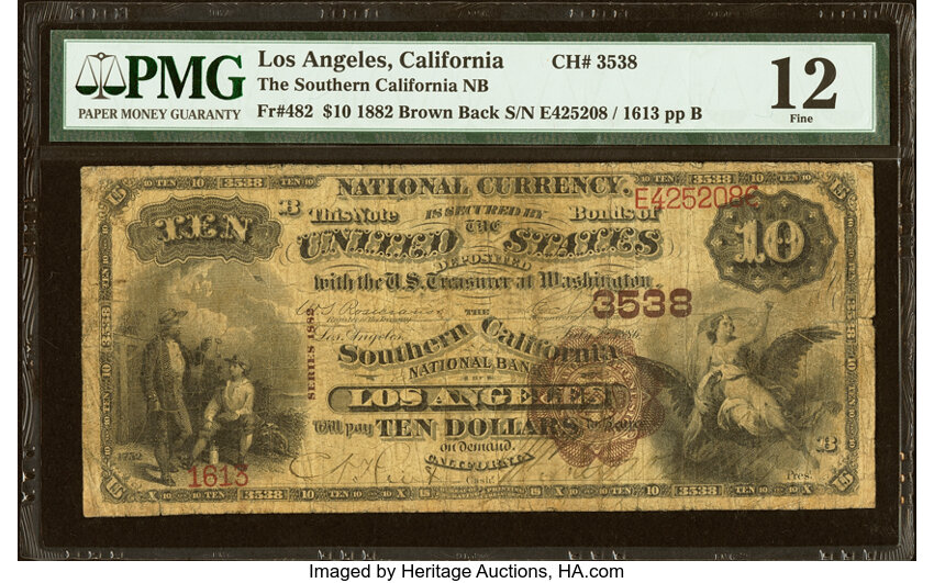 1882 $10  2nd Charter Period, 1st Issue, Brown Back (Fr. 482) thumbnail 6