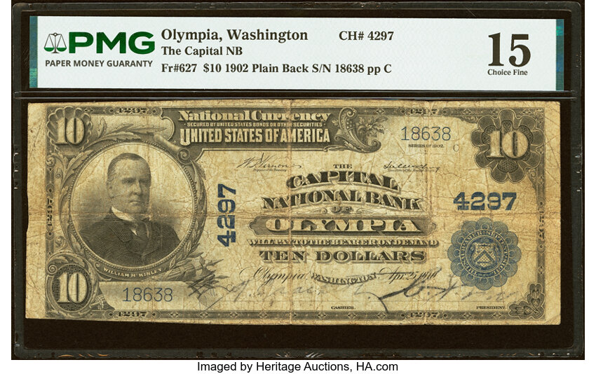 1902 $10  3rd Charter Period, 3rd Issue, Plain Back (Fr. 627) thumbnail 6