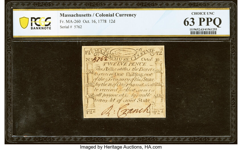 Oct 16, 1778 12d Massachussetts (Fr. MA260) thumbnail 2