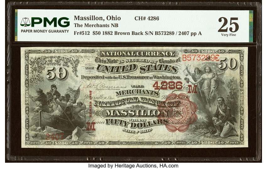 1882 $50  2nd Charter Period, 1st Issue, Brown Back (Fr. 512) thumbnail 2