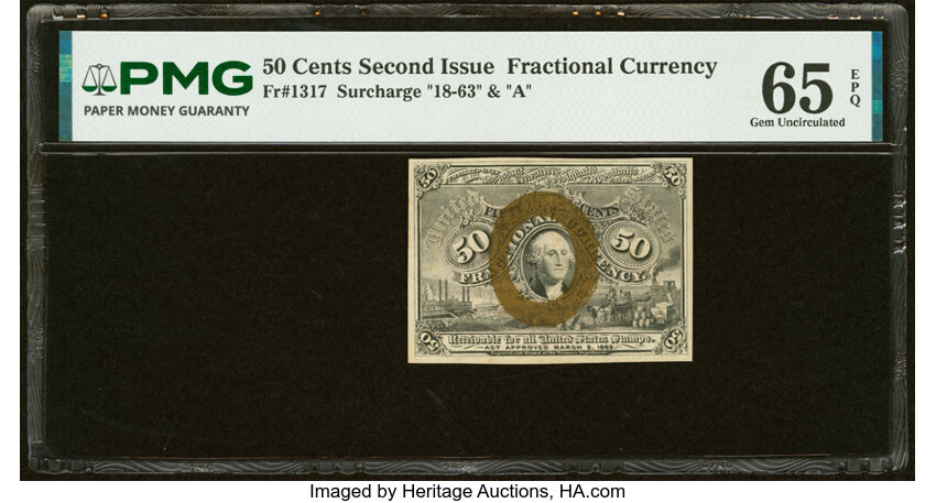  50c Head of George Washington in Bronze Oval Frame (Fr. 1317) thumbnail 2