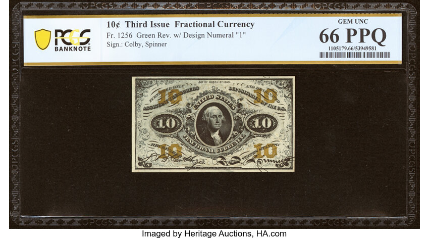  10c Head of George Washington (Fr. 1256) thumbnail 2