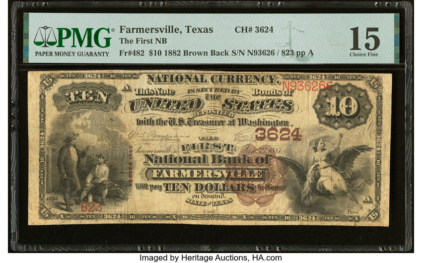 1882 $10  2nd Charter Period, 1st Issue, Brown Back (Fr. 482) thumbnail 3