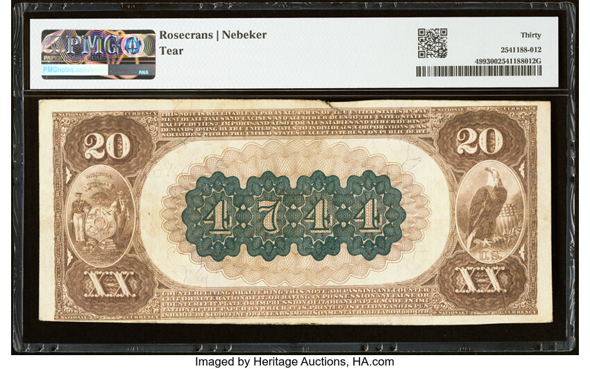 1882 $20  2nd Charter Period, 1st Issue, Brown Back (Fr. 499) thumbnail 13