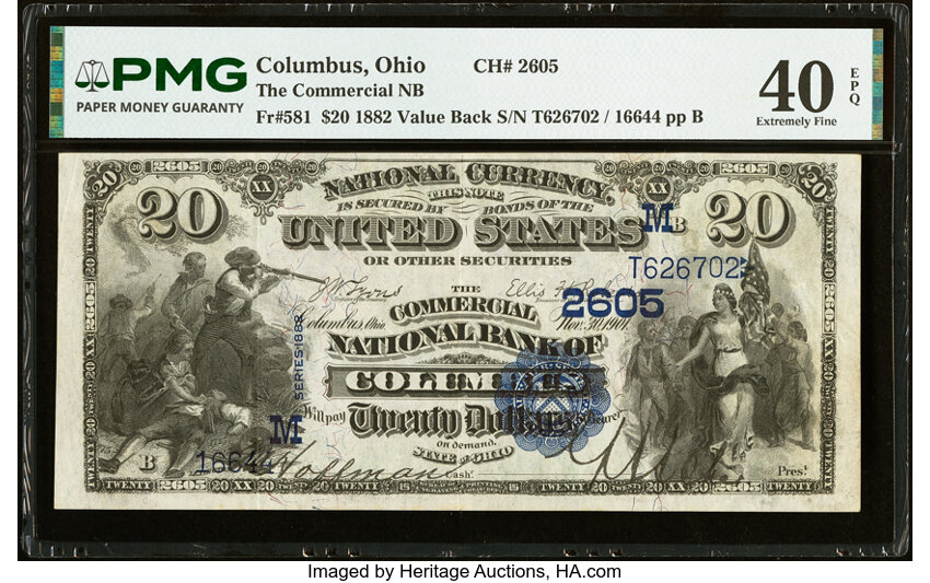 1882 $20  2nd Charter Period, 3rd Issue, Value Back (Fr. 581) thumbnail 4