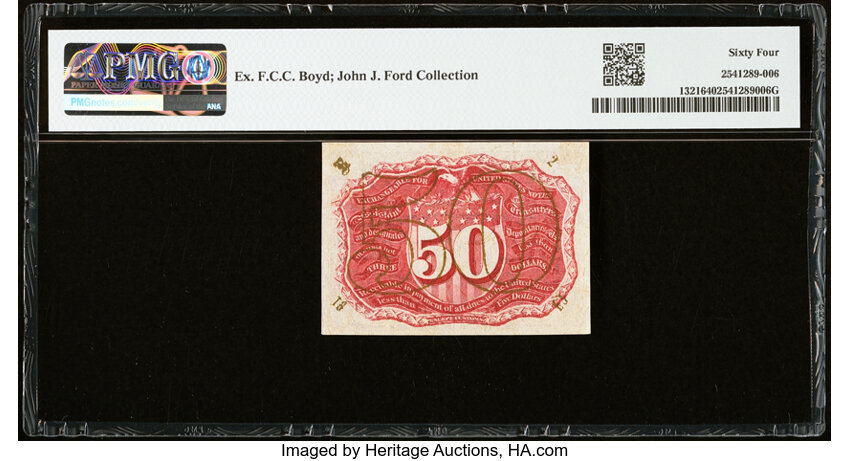  50c Head of George Washington in Bronze Oval Frame (Fr. 1321) thumbnail 3