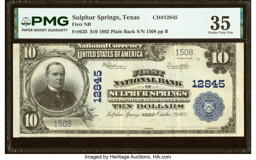 1902 $10  3rd Charter Period, 3rd Issue, Plain Back (Fr. 635) thumbnail 2