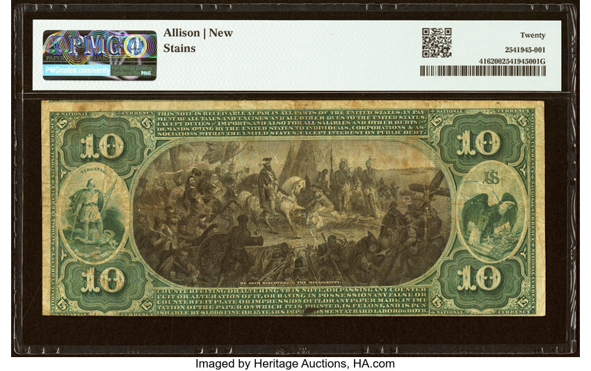 1875 $10  1st Charter Period, Scalloped Seal (Fr. 416) thumbnail 8