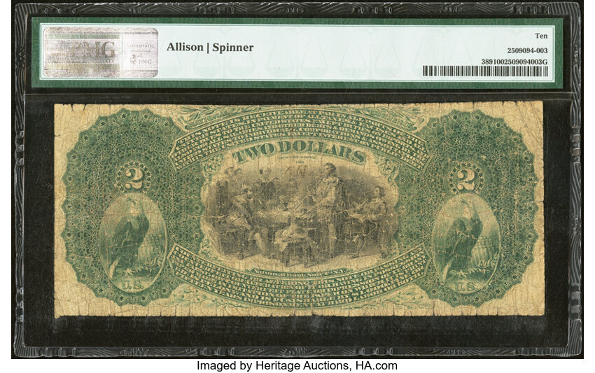 Original $2  1st Charter Period, Seal With Rays (Fr. 389) thumbnail 7