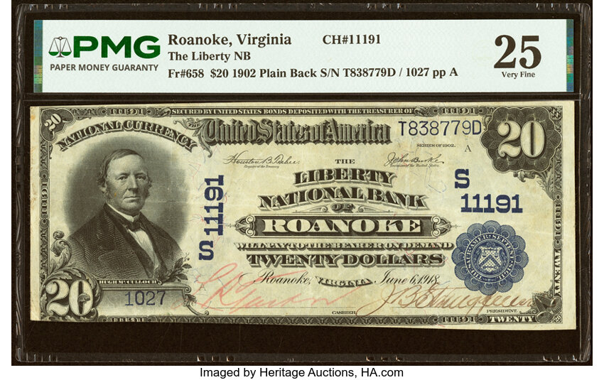 1902 $20  3rd Charter Period, 3rd Issue, Plain Back (Fr. 658) thumbnail 2