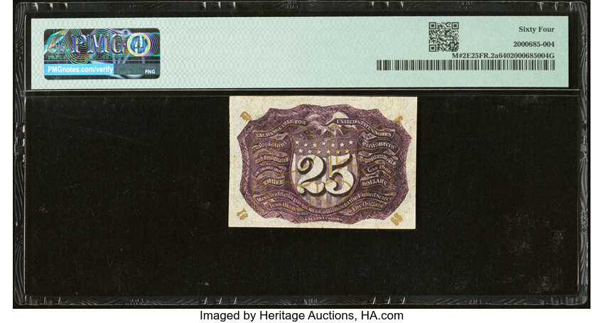 25c Head of George Washington in Bronze Oval Frame (Fr. 1290) thumbnail 12
