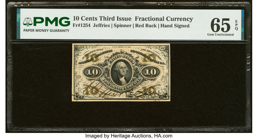  10c Head of George Washington (Fr. 1254) thumbnail 3