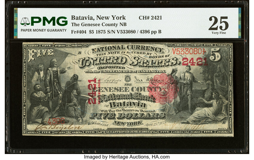 1875 $5  1st Charter Period, Scalloped Seal (Fr. 404) thumbnail 5