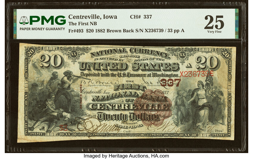 1882 $20  2nd Charter Period, 1st Issue, Brown Back (Fr. 493) thumbnail 3