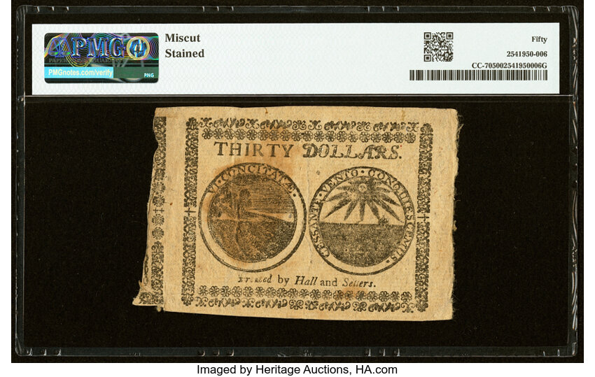 May 20, 1777 $30  Continental Congress (Fr. CC70) thumbnail 3