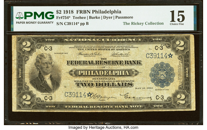 1918 $2  Philadelphia (Fr. 754) thumbnail 2