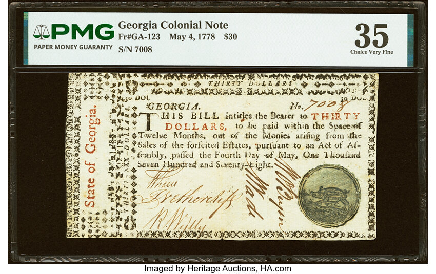1778 $30  Georgia (Fr. GA123) thumbnail 3