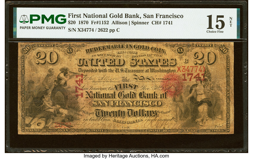 1870 $20  San Francisco (Fr. 1152) thumbnail 2