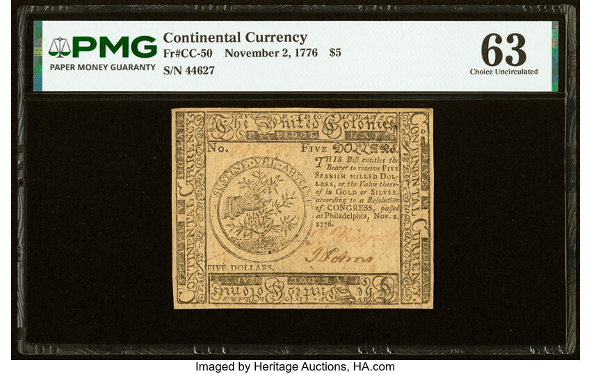 Nov 2, 1776 $5  Continental Congress (Fr. CC50) thumbnail 2