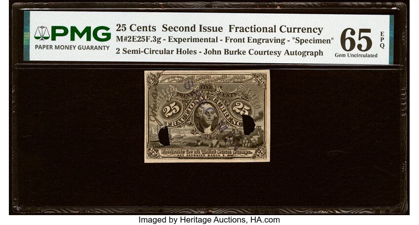  25c Head of George Washington in Bronze Oval Frame (Fr. 1283) thumbnail 14