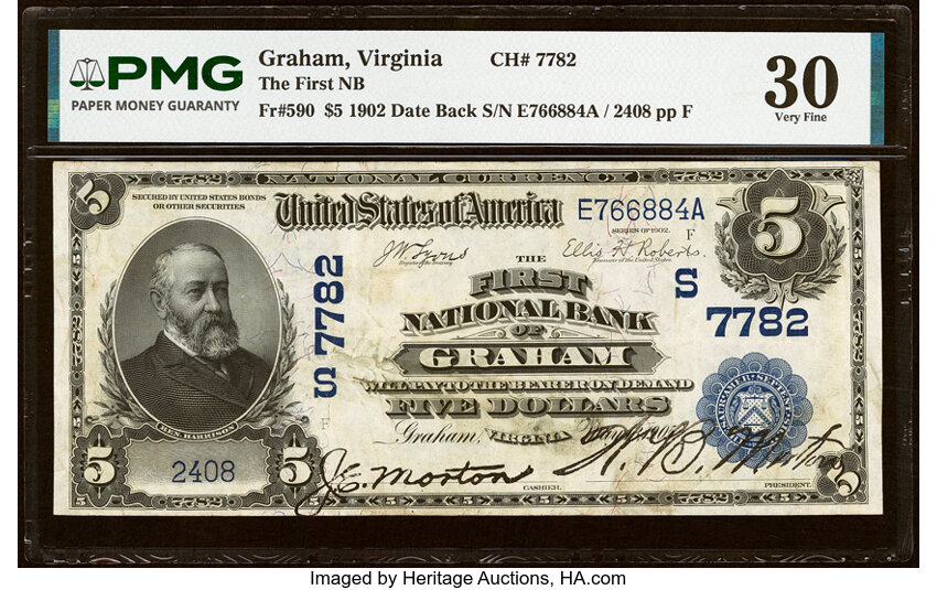1902 $5  3rd Charter Period, 2nd Issue, Date Back (Fr. 590) thumbnail 3