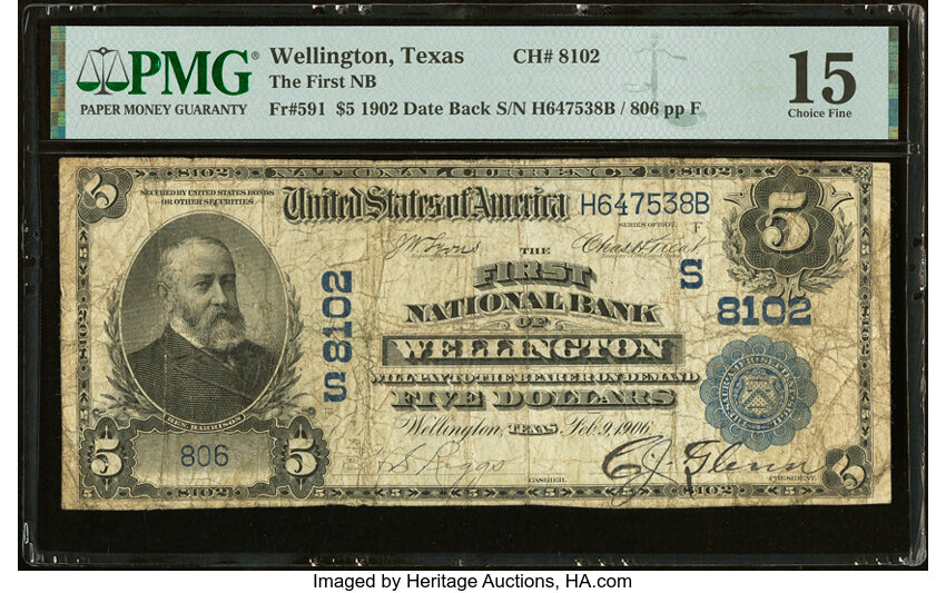 1902 $5  3rd Charter Period, 2nd Issue, Date Back (Fr. 591) thumbnail 3