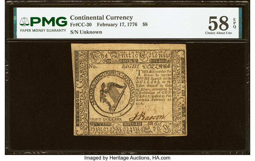 Feb 17, 1776 $8  Continental Congress (Fr. CC30) thumbnail 2