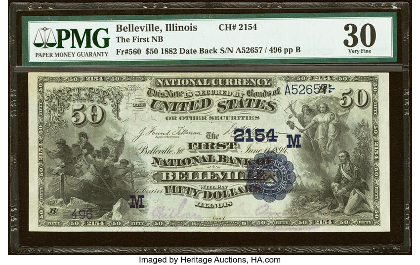 1882 $50  2nd Charter Period, 2nd Issue, Date Back (Fr. 560) thumbnail 2