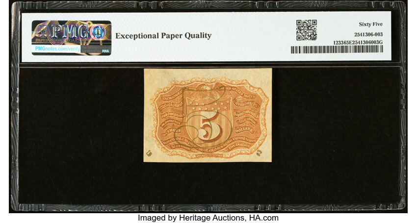  5c Head of George Washington in Bronze Oval Frame (Fr. 1233) thumbnail 16
