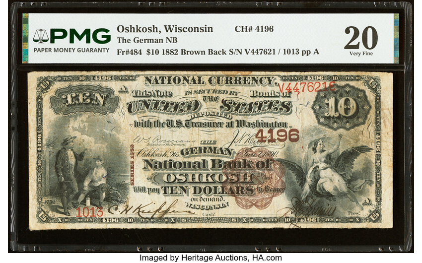 1882 $10  2nd Charter Period, 1st Issue, Brown Back (Fr. 484) thumbnail 5
