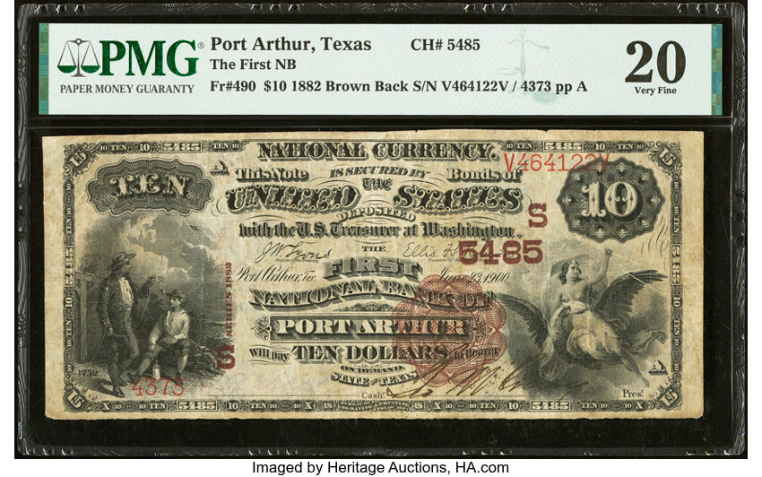 1882 $10  2nd Charter Period, 1st Issue, Brown Back (Fr. 490) thumbnail 9