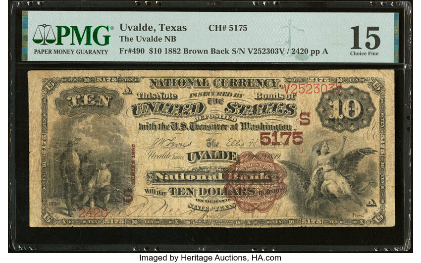 1882 $10  2nd Charter Period, 1st Issue, Brown Back (Fr. 490) thumbnail 7