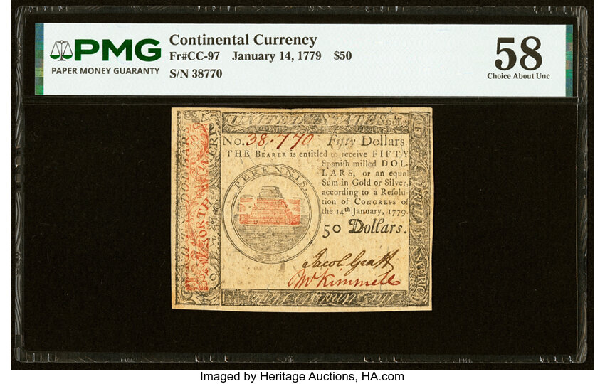 Jan 14, 1779 $50  Continental Currency (Fr. CC97) thumbnail 2