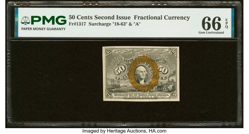  50c Head of George Washington in Bronze Oval Frame (Fr. 1317) thumbnail 3