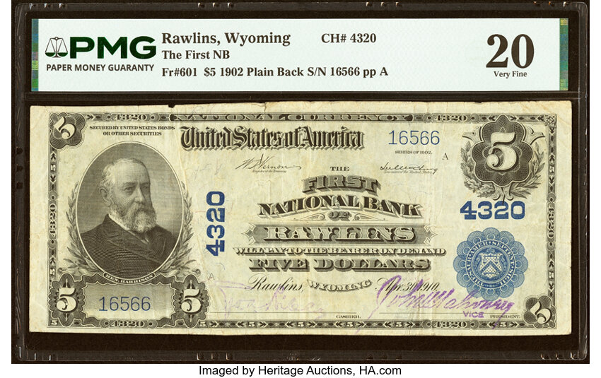 1902 $5  3rd Charter Period, 3rd Issue, Plain Back (Fr. 601) thumbnail 3