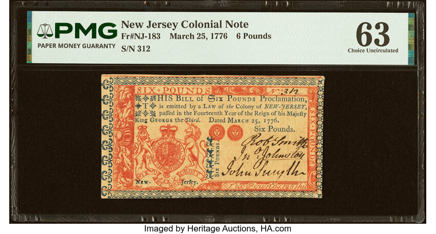 Mar 25, 1776 £6 New Jersey (Fr. NJ183) thumbnail 2