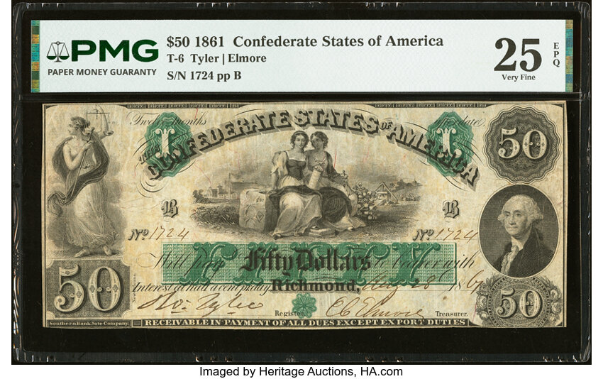 1861 $50  Richmond (Fr. T6) thumbnail 2